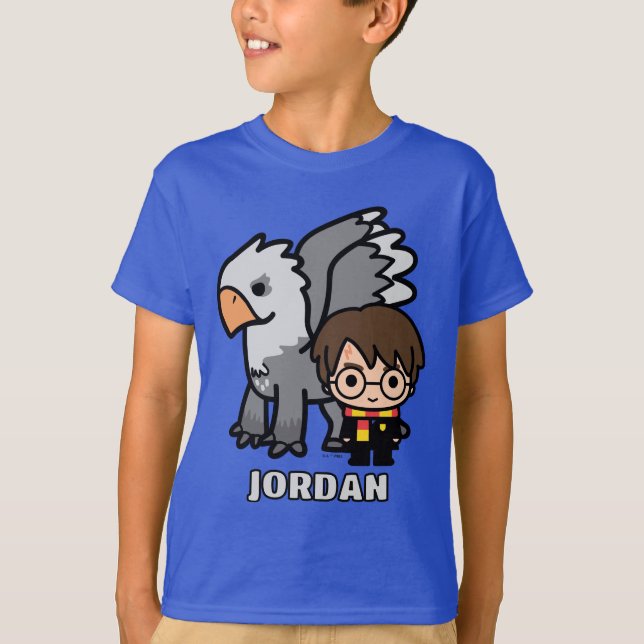Camiseta Cartoon Harry Potter and Buckbeak (Frente)