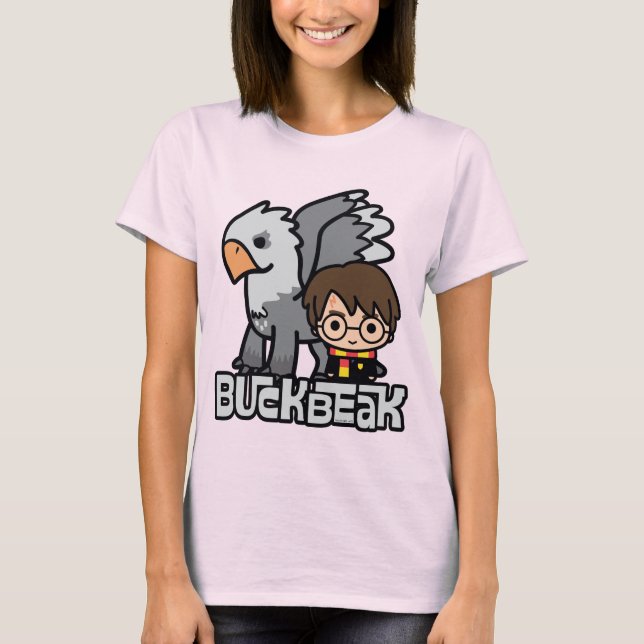 Camiseta Cartoon Harry Potter e Buckbeak (Frente)