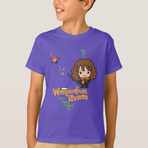 Camiseta Cartoon Hermione e Ron Wingardium Leviosa Spell