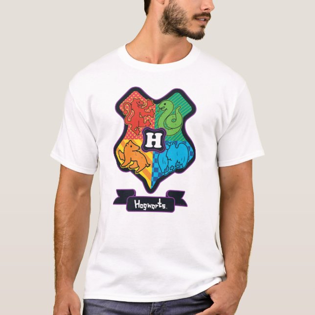 Camiseta Cartoon Hogwarts Crest (Frente)