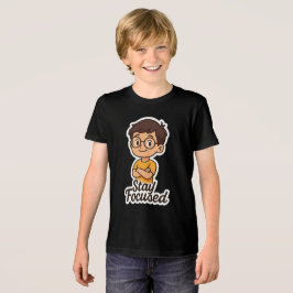 Camiseta Cartoon Kid Sticker com Óculos - "Fique concentrad