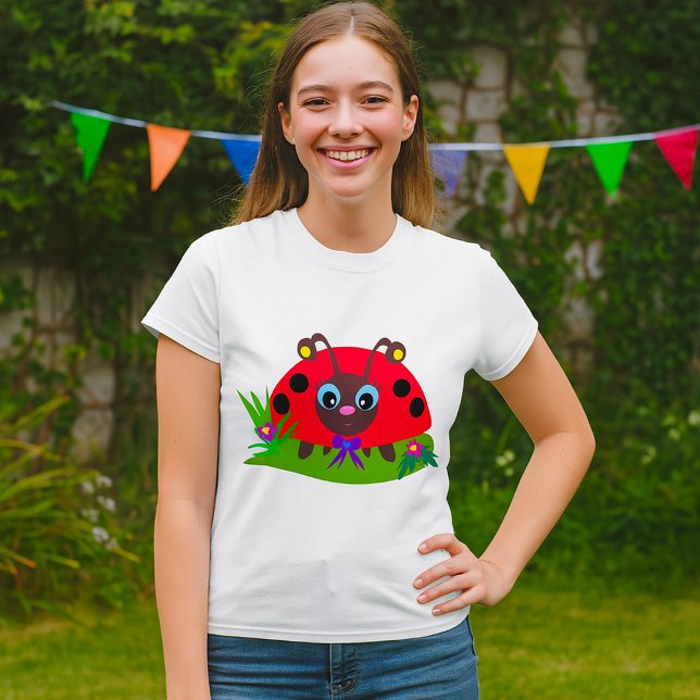 Camiseta Cartoon Ladybug Arco e Flores (Criador carregado)