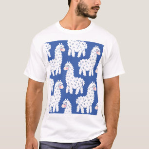 Camiseta Cartoon lama alpaca, padrão de colheita