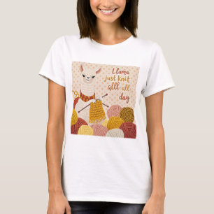 Camiseta Cartoon llama vestindo um cachecol de tricô