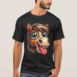 Camiseta Cartoon Louco Cavalo Enfrentado Engraçado Tongue F