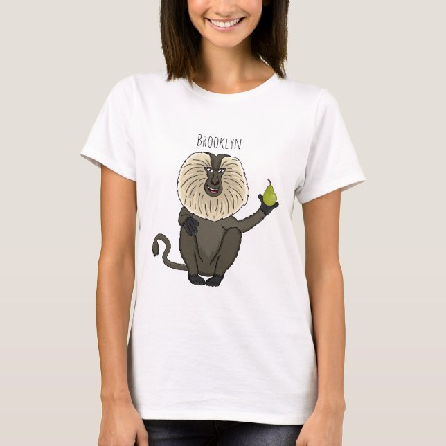 Camiseta Cartoon macaco macaco-cauda-leão engraçado (Frente)