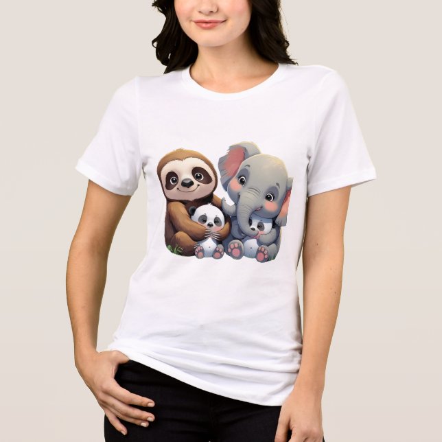 Camiseta Cartoon Mães de animais bonito - Mãe adorável (Frente)