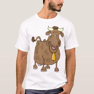 Camiseta Cartoon Marrom Vaca com Fazenda Celular