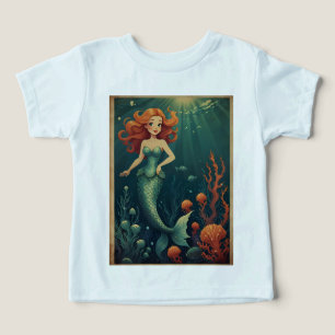 Camiseta Cartoon Mermaid Girls Tee Whimsical Ocean