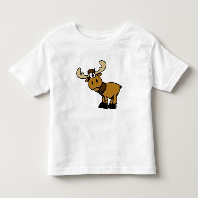 Camiseta Cartoon Moose curiosa | escolher cor de fundo (Frente)