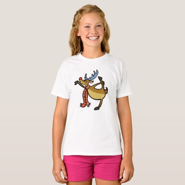 Camiseta Cartoon moose dançando | escolher cor de fundo (Frente Completa)