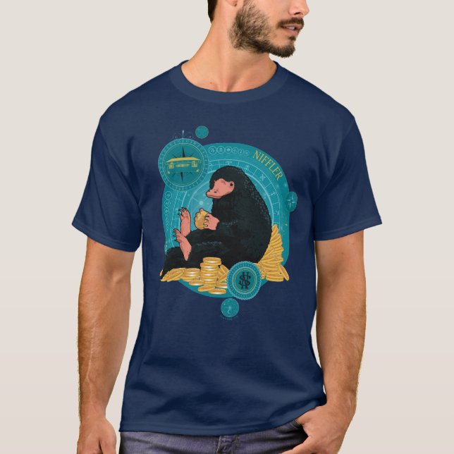 Camiseta Cartoon NIFFLER™ com moedas Douradas (Frente)