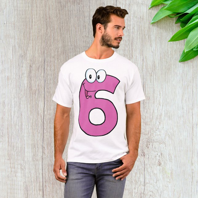 Camiseta Cartoon Número 6 Diversão Roxo Sorrindo Seis (Criador carregado)