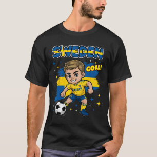 Camiseta Cartoon Objetivo Infantil Suécia Bandeira Sueca Pa