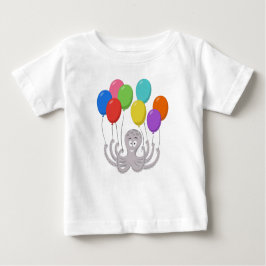 Camiseta Cartoon Octopus Colorful Balões