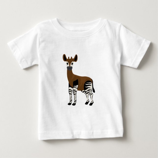 Camiseta Cartoon Okapi, Animais Majestosos Okapi, Amantes O (Frente)