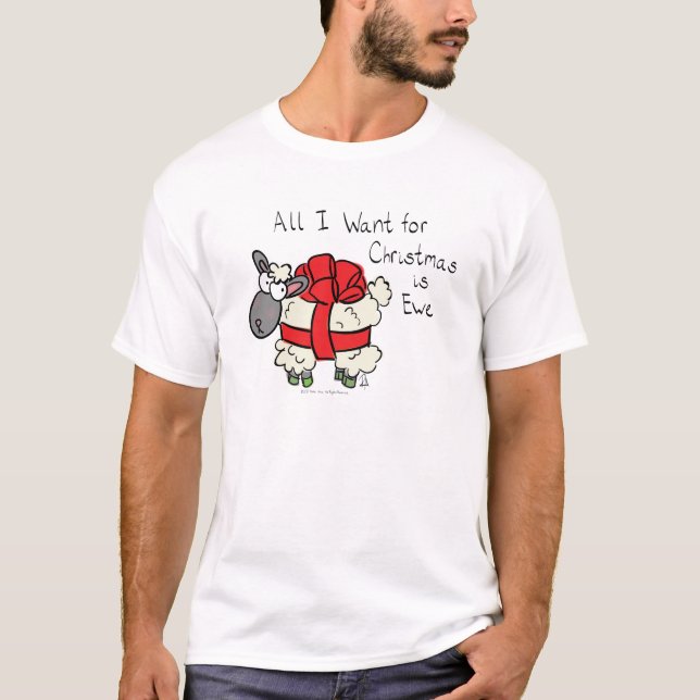 Camiseta Cartoon para Crianças de Ovelha de Natal (Frente)
