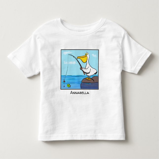 Camiseta Cartoon pelicano de pesca engraçado (Frente)