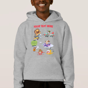 Camiseta Cartoon Pilotos de Avião Animais Nome Personalizad