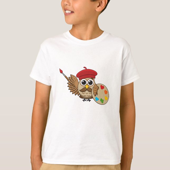 Camiseta Cartoon Pintor Coruja (Frente)