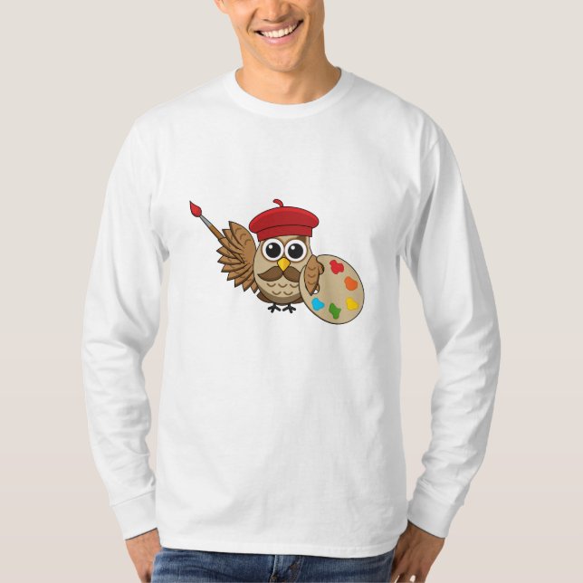 Camiseta Cartoon Pintor Coruja (Frente)