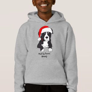 Camiseta Cartoon Pitbull bonito com Santa Hat