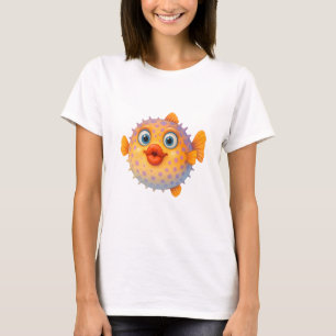 Camiseta Cartoon Pufferfish com Lábios Kissy