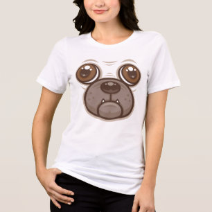 Camiseta Cartoon Pug Mug Puppy Dog Face