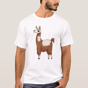 Camiseta Cartoon Reprodutor Llama - Animal Marrom e diverti
