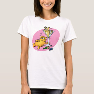 Camiseta Cartoon Rosa Cocktails & Kittens