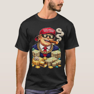 Camiseta Cartoon Satírico do Bilionário MAGA — Arte Pop Ret