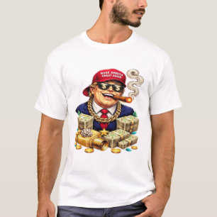 Camiseta Cartoon Satírico do Bilionário MAGA — Arte Pop Ret