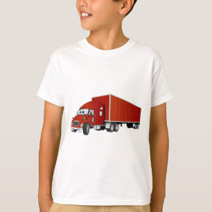Camiseta Cartoon Semi Truck Red Trailer