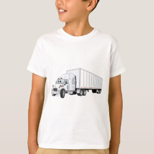 Camiseta Cartoon Semi Truck White Trailer