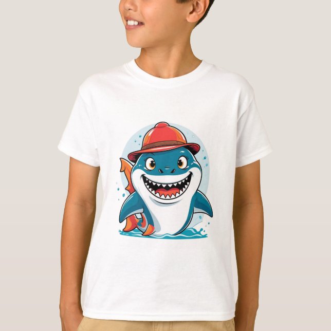 Camiseta Cartoon Shark Kids Tee (Frente)