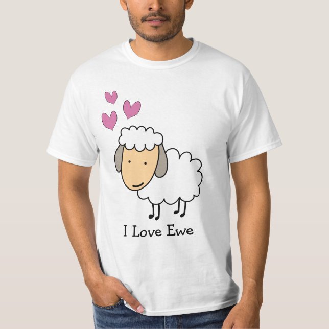 Camiseta Cartoon Shea Pun I Love Ewe (Frente)