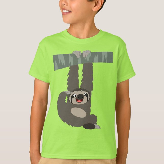 Camiseta Cartoon Sloth Perigoso de Camiseta-T para Crianças (Frente)