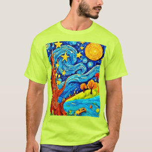 Camiseta Cartoon Starry Night: Surrealismo Inspirou Arte