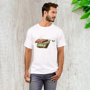 Camiseta Cartoon Suitcase Cheio de Money Cash Bundles