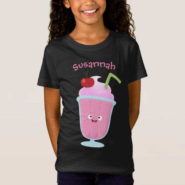 Camiseta Cartoon sundae de sorvete de morango (Frente)