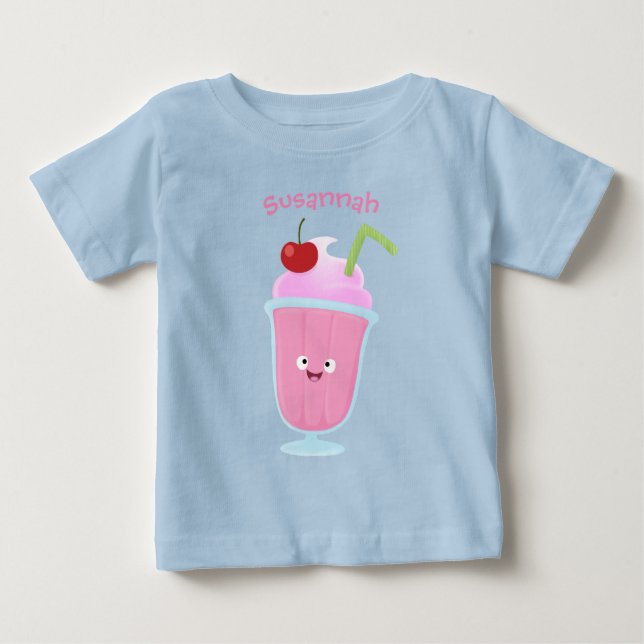 Camiseta Cartoon sundae de sorvete de morango (Frente)
