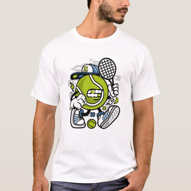 Camiseta Cartoon Tênis Ball Engraçado | Esporte (Frente)