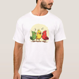 Camiseta Cartoon Three Birds Singing 