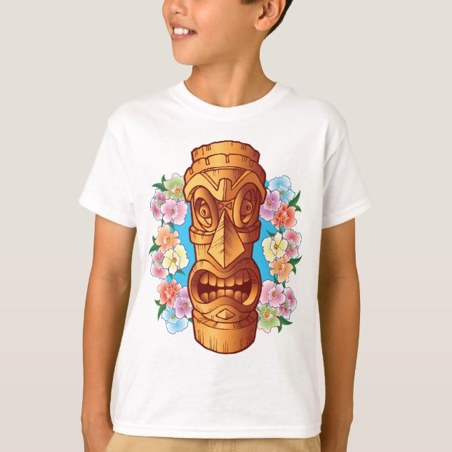 Camiseta Cartoon Tiki Statue (Frente)