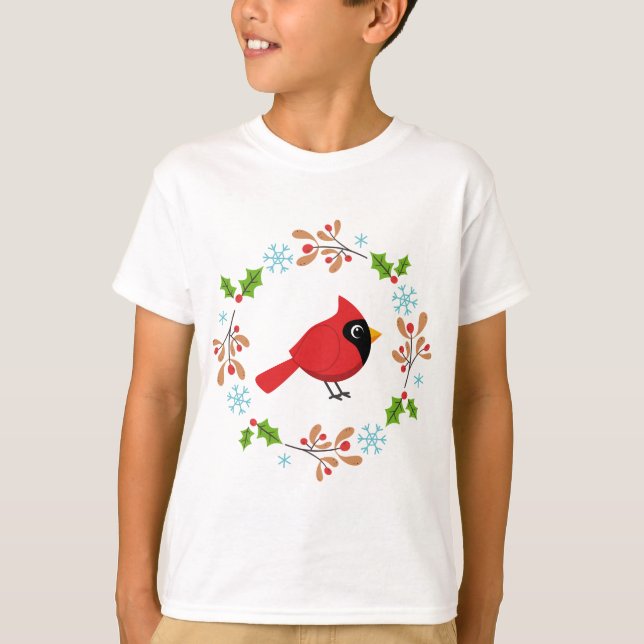 Camiseta Cartoon Vermelho Bonito com Flores (Frente)