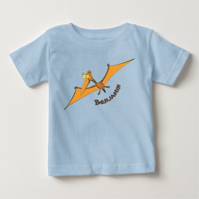 Camiseta Cartoon voador de pterodátilo, cor de laranja giro (Frente)