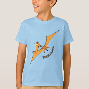 Camiseta Cartoon voador de pterodátilo, cor de laranja giro