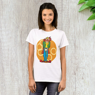 Camiseta Cartoon Whimsical Palhaço com Cores Brilhantes