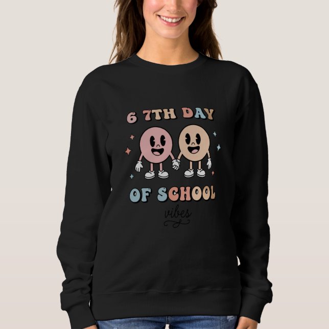 Camiseta Cartoons, 6 7TH Day of School Playful Pastel Carto (Frente)