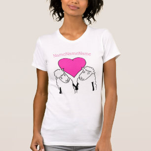 Camiseta Cartoons bonitos de ovelha e de cor rosa